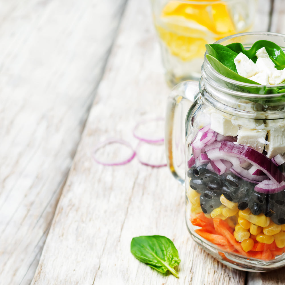 "Salad in a Jar" with a Creamy Basil Vinaigrette