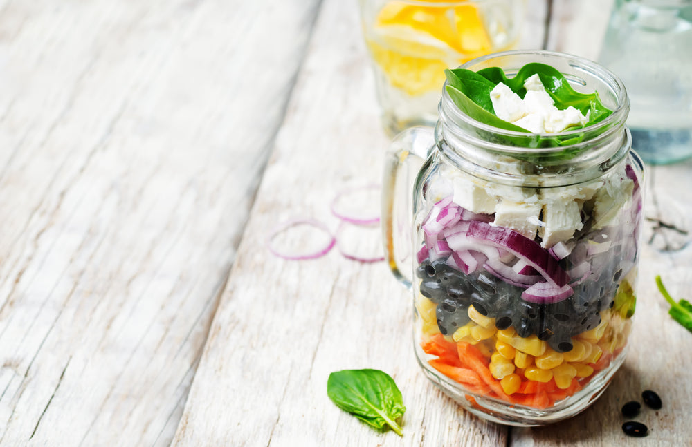 "Salad in a Jar" with Creamy Basil Vinaigrette