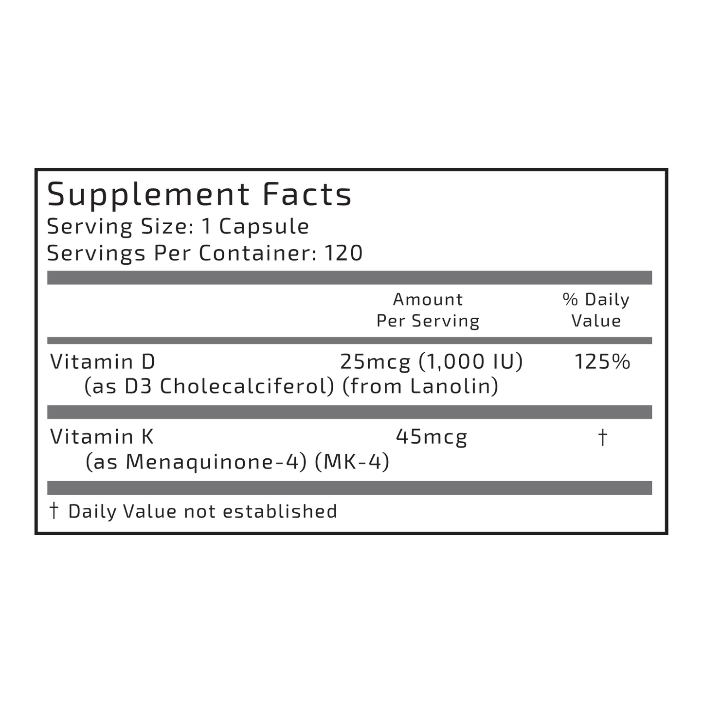 Vitamin D3 + K2